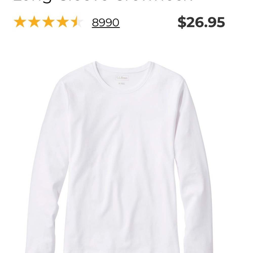 NWT!! L.L. Bean Long-Sleeved Tee. M. White.